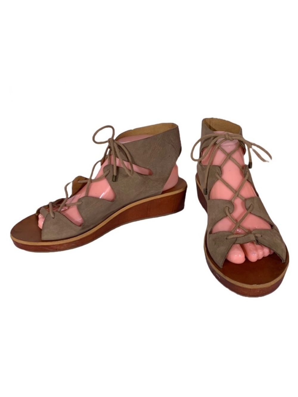 LUCKY BRAND BROWN SUEDE "HIPSTA" GLADIATOR WEDGE SANDALS (10M)